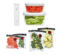 ZWILLING Boîte sous vide Fresh & Save – Verre 7 pièces – Pompe – Blanc