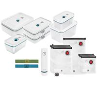 ZWILLING FRESH & SAVE Set de Démarrage Sous Vide 16 Pièces, Plastique, Bleu | Pompe sous vide, boîtes en plastique, lunch box et sacs sous vide en plusieurs tailles