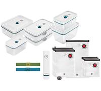 ZWILLING FRESH & SAVE Set de Démarrage Sous Vide 16 Pièces, Verre, Bleu | Pompe sous vide, boîtes en verre borosilicate, lunch box et sacs sous vide en plusieurs tailles