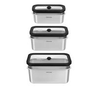 ZWILLING Fresh & Save STAINLESS Set de boîtes sous vide, S/M/L / 3-pcs, Acier inoxydable, Argent