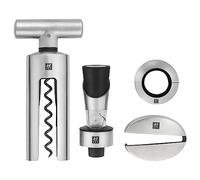 ZWILLING Kit Sommelier, 4 pièces (Tire-Bouchon, Mini Décanteur, Antigoutte, Coupe-Capsule), Inox 18/10, Couleur Argent, série Sommelier