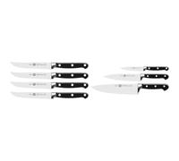 ZWILLING Lot de 4 Couteaux À Steak + Set de 3 Couteaux (Couteau à Larder/Garnir, Couteau à Viande, Couteau de Chef), Acier Inoxydable, série Professional S