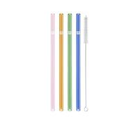 ZWILLING Pailles droites réutilisables en verre borosilicate pour boissons chaudes ou froides, pack de 4 pailles + 1 brosse à nettoyer, longueur 23 cm, couleur: multicolore, série Sorrento