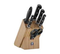 ZWILLING Professional S Bloc de Couteaux 7 Pièces, Bambou | 4 couteaux en acier spécial inoxydable : d'office 10 cm, universel 13 cm, chef 20 cm, pain 20 cm, fabriqués en Allemagne