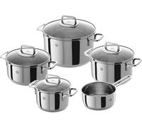 ZWILLING Quadro Set de casseroles, batterie de cuisine inox 5 pièces avec couvercles en verre, compatible induction, non revêtue, acier inoxydable, argent