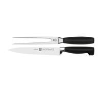 ZWILLING Set de 2 couteaux (2 pièces: Couteau à Trancher, Fourchette), Acier Inoxydable, Manche Noir, série Four Star