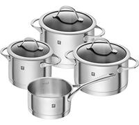 ZWILLING Set de 4 Casseroles, 3 Couvercles, compatible induction, Acier Inoxydable, série Essence