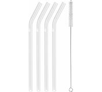 ZWILLING Sorrento Lot de 5 pailles courbées en verre Transparent