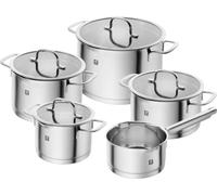 ZWILLING TrueFlow Batterie de Cuisine 5 Pièces, Inox, Induction | Couvercles en verre avec passoire intégrée, fonction verseuse