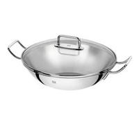 Zwilling Wok Plus inox 32 cm – sans revêtement, couvercle verre, compatible induction & four