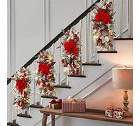 ZWMBYN Guirlande de Noël en forme de goutte d'eau avec lumières, couronne de pin de 60 cm, décoration d'escaliers de Noël
