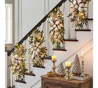 ZWMBYN Guirlandes de Noël en forme de goutte d'eau avec lumières, 60 cm, couronne de pin pré-éclairée, décoration d'escalier de Noël, couronne de Noël pour porte d'entrée et fenêtre