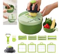 ZWMYF Coupe Legumes Multifonctions,10 En 1 Mandoline Cuisine,Coupe Legumes Manuel,Mandoline Professionnelle Cuisine,Decoupe Legumes avec 7 Lames Réglable,Coupe Legume pour Oignons Tomates ConcombreCui