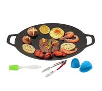 zwxqe Barbecue coréen Poêle grill à induction électrique | Poêle antiadhésive ronde avec poignées pour la maison, l'extérieur, le camping, les voyages, la viande, les fruits de mer
