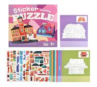 zwxqe Livre de Stickers à Coller Créatif Interactif et Éducatif | Album de Stickers Peinture Architecture et Animaux pour garçons, filles, tout-petits, en voiture, maison,