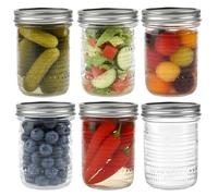 ZXBBTZ Lot de 6 bocaux Mason Jar 500 ml - Bocaux de conservation transparents avec couvercle à vis pour confiture, miel, épices - Bocaux à vis réutilisables pour cuisine - Bocal hermétique