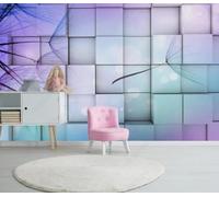 ZXCHEE Papier Peint Panoramique Bloc Abstrait Fleurs Papier Peint 3D Tapisserie Mural Salon Chambre Décoration Murale -ZX33063-350x250cm
