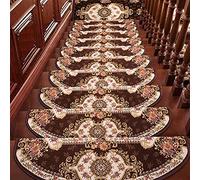 ZXFDM Marches d'escalier de Tapis d'intérieur Floral Bullnose, Tapis d'escalier en Bois de marbre Auto-adhésif en Jacquard Traditionnel Royal Tapis de Marche décor d'escalier de Tapis, Ensemble de