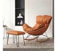 ZXFDMSWJ Chaise à Bascule rembourrée avec Pouf, Fauteuil à Bascule rembourré, avec Base en Bois Massif, Chaise d'appoint Confortable pour Salon, Chaise de Loisirs, Chaise de canapé Simple pour Adulte