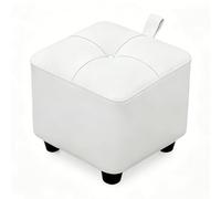 zxhrybh Petit Pouf avec Poignée, Repose-Pieds en Cuir PU Rembourré, Siège Portable pour Canapé Chambre Salon Entrée Siège d’Appoint(White,11in/28cm)