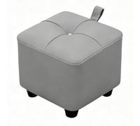 zxhrybh Petit Pouf avec Poignée, Repose-Pieds en Cuir PU Rembourré, Siège Portable pour Canapé Chambre Salon Entrée Siège d’Appoint(Gray,13.7in/35cm)