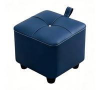 zxhrybh Petit Pouf avec Poignée, Repose-Pieds en Cuir PU Rembourré, Siège Portable pour Canapé Chambre Salon Entrée Siège d’Appoint(Blue,13.7in/35cm)