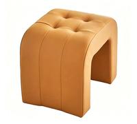 zxhrybh Petit Pouf Repose-Pieds en Bois, Tabouret Bas Maquillage, Siège Compact pour Salon Chambre Entrée Canapé(Orange)