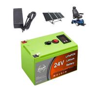 ZXLLAFT Batterie au Lithium LiFePO4 24V Batterie Solaire avec BMS | Batteries à décharge profonde Piles remplacement pour éclairage de secours avec chargeur, écran, port USB