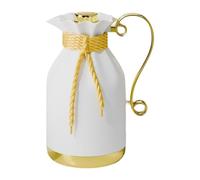 Zxpjkyu Carafe Isotherme En Verre et PP Anse Ergonomique Pichet à Lait Verseuse à Café Pot à Thé Fonction Résistante à La Chaleur pour Boissons Chaudes Froide, Blanc