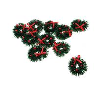 Zxpjkyu Couronne de Noël Miniature à Suspendre pour Maison de Poupée à L'échelle 1:12, avec Nœud Rouge, 10 Pièces