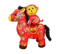 Zxpjkyu Décorations de Nouvel An 2026 sur Le Thème Du Cheval, Peluche, Statue de Cheval Créative à Poser sur Une Table, pour La Fête Du Printemps Ou La Maison, L