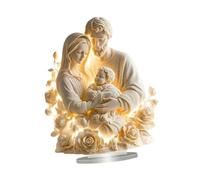 Zxpjkyu Figurine Décorative Plate de Jésus en Acrylique, Objet de Collection Religieux, Réalisé avec Soin, pour Une étagère de Salon Ou Une Table de Bureau, Sainte Famille Blanche