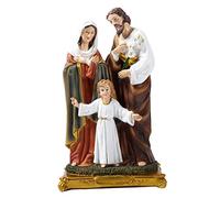 Zxpjkyu Jésus Famille Figurine Statuette Religieuse Vierge Marie Joseph Sculpture Artisanale Résine Écologique Détails Raffinés Adaptée à La Décoration Maison