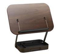 Zxpjkyu Lutrin pour Livre Porte-Documents Support de Lecture Multifonction Plateau de Rangement Base Stable en Acier Bois PP Matériau Réglable Léger Adapté à, Noir