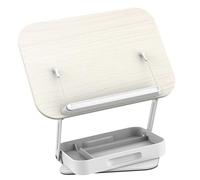 Zxpjkyu Lutrin pour Livre Porte-Documents Support de Lecture Multifonction Plateau de Rangement Base Stable en Acier Bois PP Matériau Réglable Léger Adapté à, Blanc Rotatif