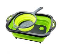 Zxpjkyu Panier Pliable Bassine Pliable Passoire avec Poignée Bouchon d'Évacuation Matériau Convenant pour Cuisine Pique-nique, set 2 pièces pour planche à dé (#8526)