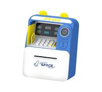Zxpjkyu Tirelire Électronique Coffre ATM de Passe Machine Multifonction Automatique Rouleau Billets pour Développement Enfants Apprentissage, Bleu