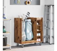 ZXQVLMRS Chariot à roulettes avec étagères Armoire en bois pour garage 90 x | Aspect bois vieilli, construction mobile avec 4 roues, cadre en métal robuste