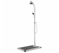 ZXQVLMRS Douche de jardin - Douche d'extérieur avec plaque de fond en WPC | Résistant aux intempéries, accessoires de piscine, douchette incluse, design moderne
