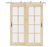 ZXQVLMRS Kit de ferrures pour porte coulissante - 200 cm - En acier | Glissement en douceur grâce aux roulements à billes, avec guides au sol et butoir de porte
