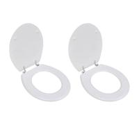 ZXQVLMRS Lot de 2 abattants de WC en MDF avec charnières en zinc chromé | Ajustement universel, largeur réglable de 12 à 20 cm, modèle robuste