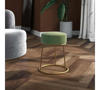 ZXQVLMRS Tabouret rond en velours vert moutarde avec structure en fer doré, chaise rembourrée pour salon, couloir