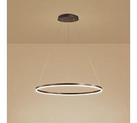 ZXSRGDHX Anneau Unique LED Suspension Nordique Moderne Cercle Lustre Réglable Lampes Suspendues pour Salon Îlot De Cuisine Table À Manger(60cm, 38W,Brown, Warm White)