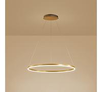 ZXSRGDHX Anneau Unique LED Suspension Nordique Moderne Cercle Lustre Réglable Lampes Suspendues pour Salon Îlot De Cuisine Table À Manger(60cm, 38W,Gold, 3 Colour Light)
