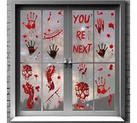 ZXTGBQ 37PCS Halloween FenêTre Autocollants, DéCorations De Halloween Empreinte Sanglante D'Empreinte, FenêTre S'Accroche, FêTe De L'Horreur, Stickers Vitre Helloween Pour DéCoration D'IntéRieur