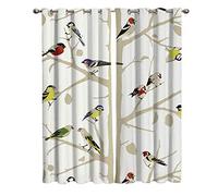 ZXYLSL Rideaux Occultants 3D Imprimés - Branche Oiseau - Design Moderne pour Salon, Cuisine, Porte Fenêtre à Œillets - Polyester - 75 x 166cm x 2
