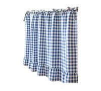 ZYAYNG 1pc Farmhouse Plaid Cabinet Curtain with Ruffle Tie pour Armoires