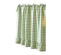 ZYAYNG 1pc Farmhouse Plaid Cabinet Curtain with Ruffle Tie pour Armoires