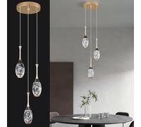 ZYBWL lampe suspendue moderne noir or 3 lampes de plafond LED flammeuses Mini lacrygoutte cristal lampe suspendue pour cuisine île chambre couloir entrée lampe suspendue réglable en hauteur