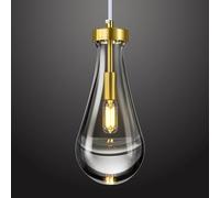 ZYBWL Or Raindrop Suspension à 1 ampoule en cristal transparent massif pour salle à manger, véranda, couloir, salon(Ampoule non incluse
